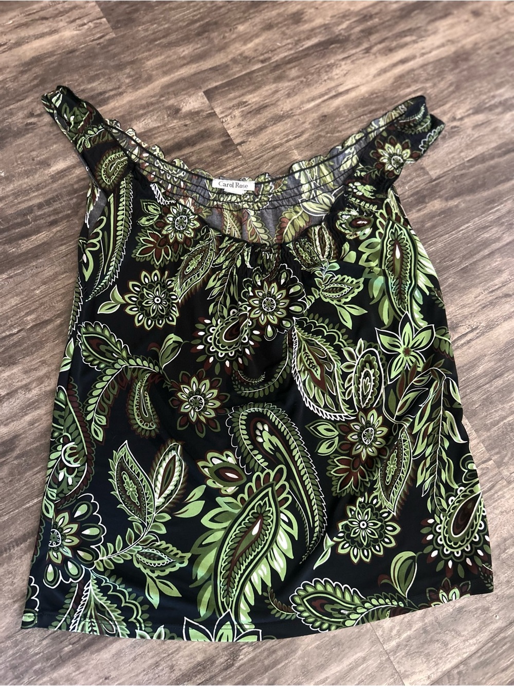 Carol Rose Black and Green Paisley Camisole